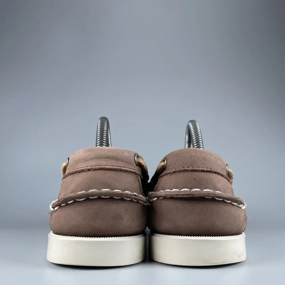 Sebago Authentic Men's 8.5 Navy Brown Leather Lace Up Loafers Boat Shoes Casual